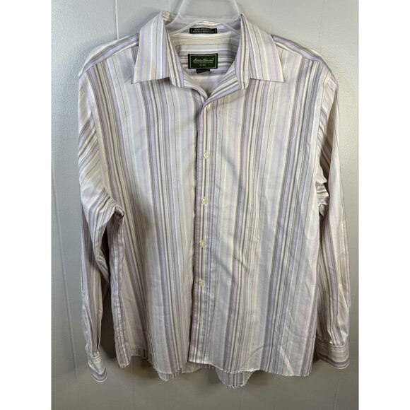 Eddie Bauer Stain-Resistant Wrinkle-Resistant Striped Button-Up Long Sleeve Shir - Picture 2 of 6